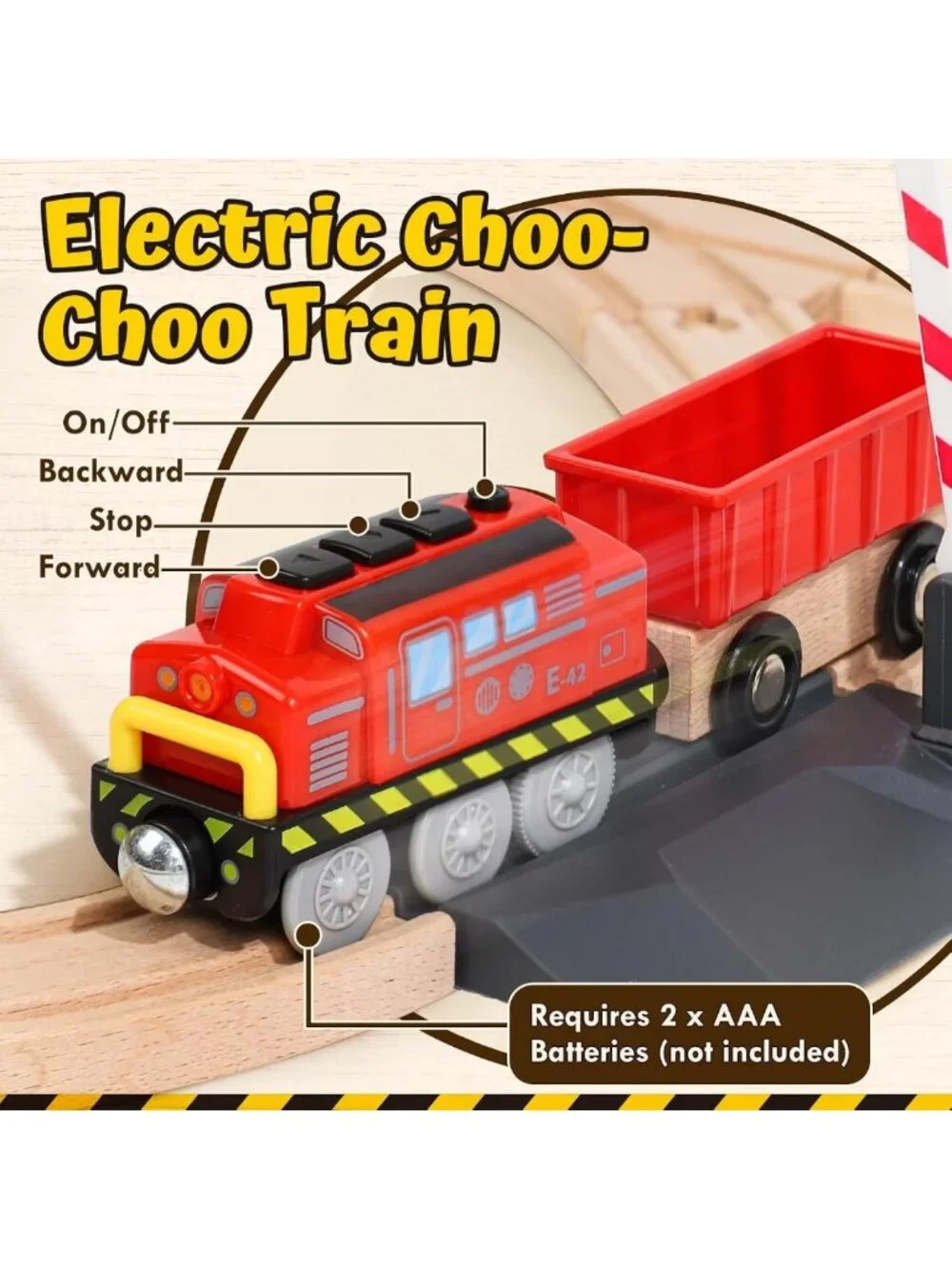 Wooden Train Set for Kids | Construction Toys w/ Crane & Track | Toddler Gift